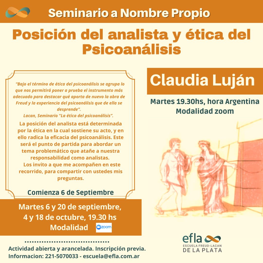 Flyer informativo Posición del analista y ética del psicoánalisis